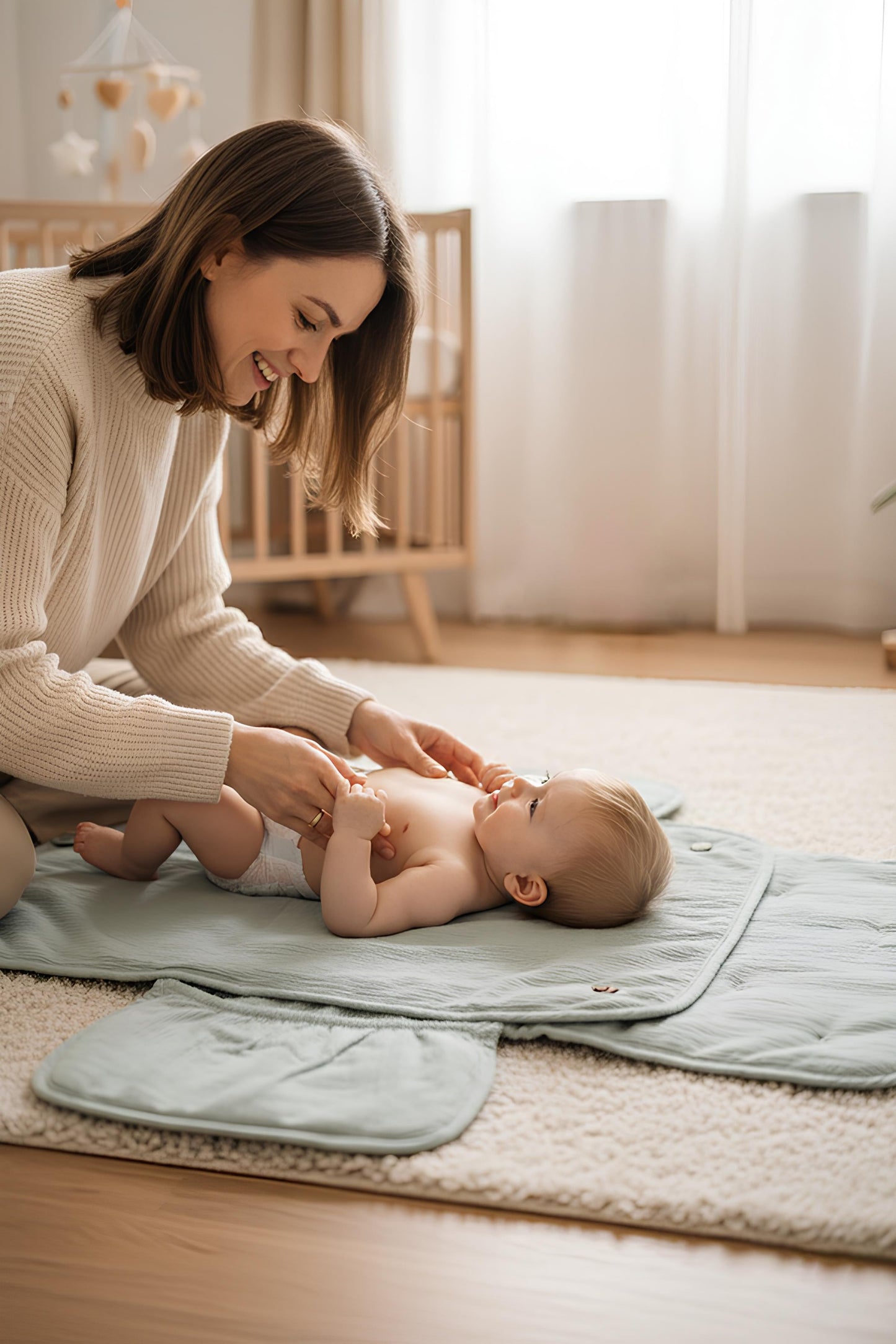 Ecocuddle Baby Organizer Cepli Pamuklu Alt Açma Matı